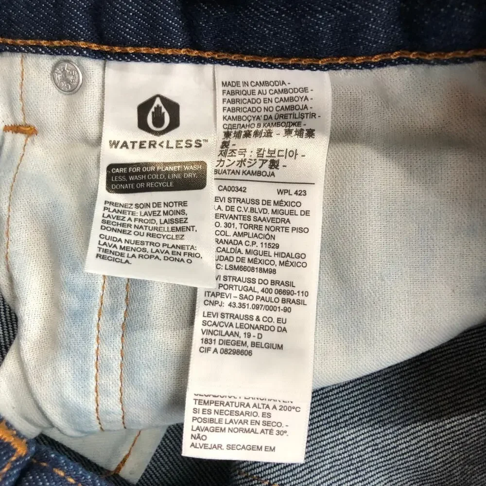 NEW Levi's Western Fit Jeans Mens 38x29 Straight Leg 100% Cotton Blue Denim Dark